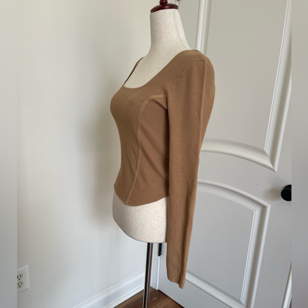 Bar III Ribbed Square Neck Top - Picture 2 of 8